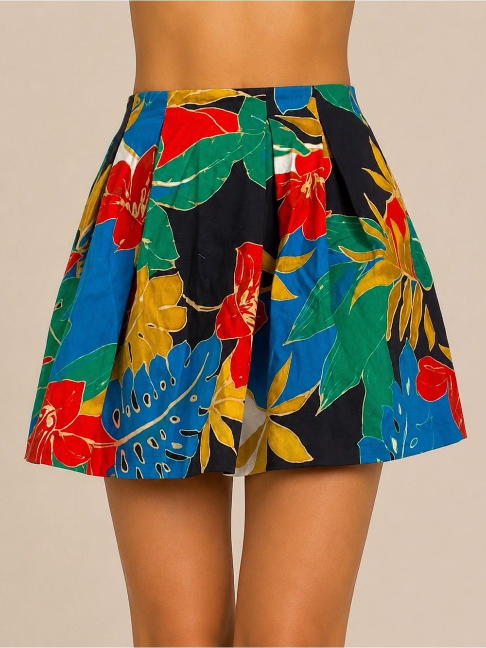 Alice + Olivia Multicolor Floral Mini Skirt Size XS Blue Red Pleated Pockets